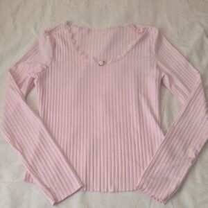 SHEIN Light Pink Ribbed Knit Top